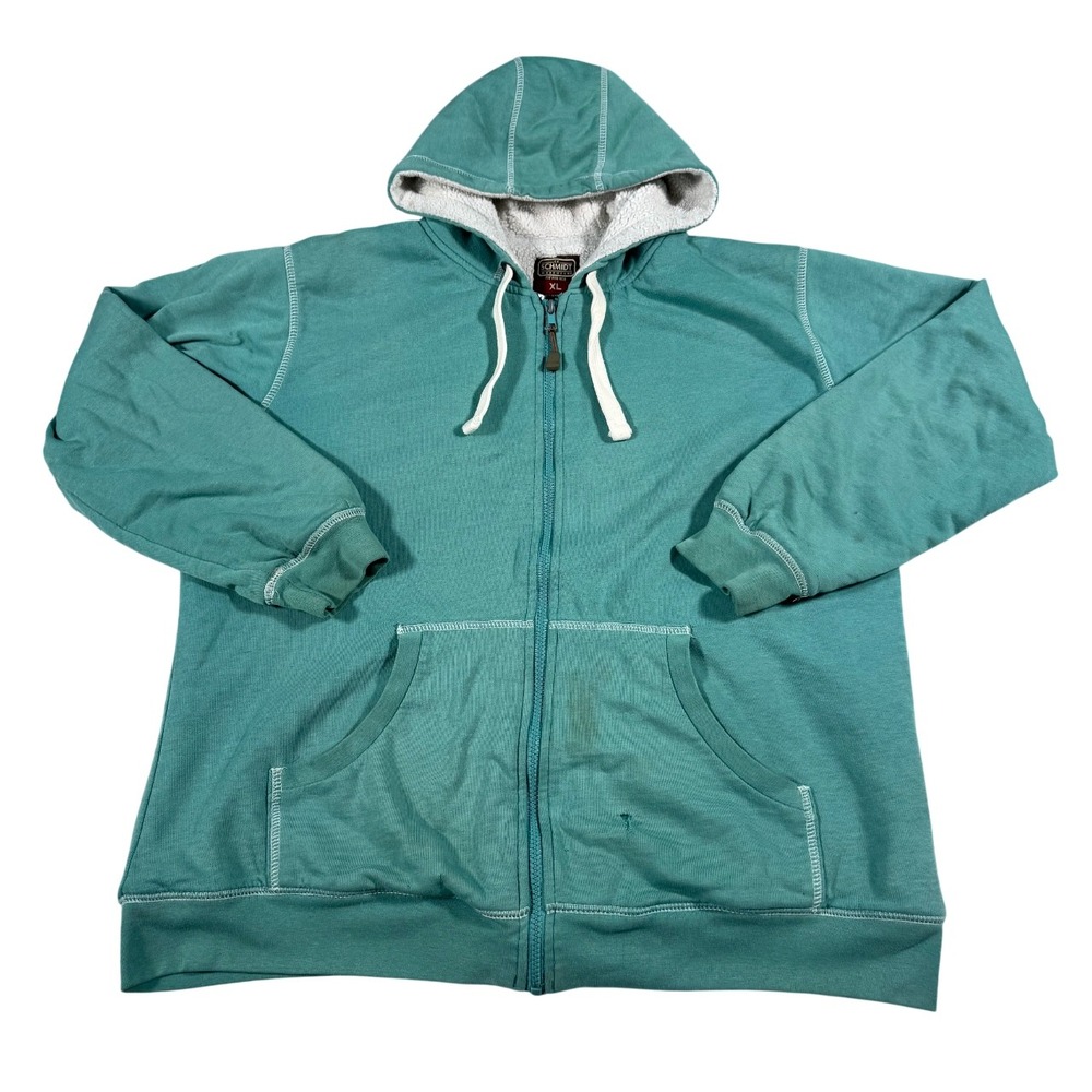 CE Schmidt Workwear Womens XL Teal Sherpa Lined Full Zip Hoodie Distressed Green